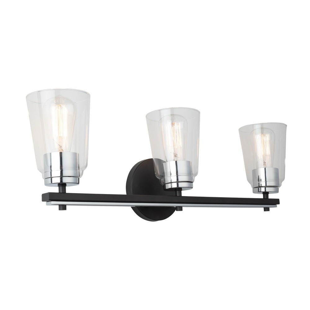 Essex Collection 3-Light Bathroom Vanity Fixture Black and Chrome