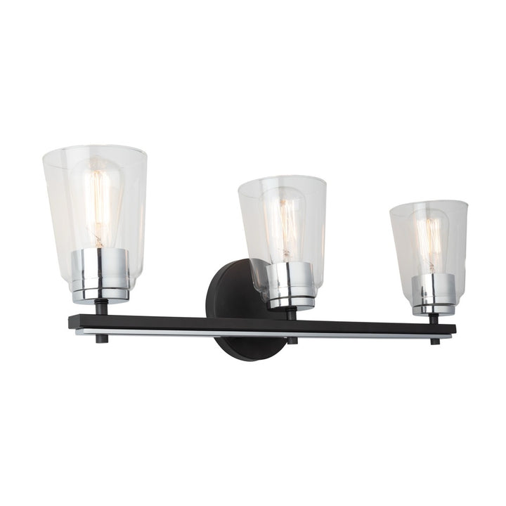 Essex Collection 3-Light Bathroom Vanity Fixture Black and Chrome