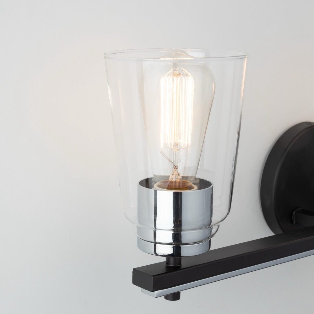 Essex Collection 3-Light Bathroom Vanity Fixture Black and Chrome