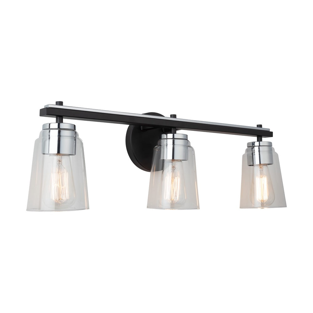 Essex Collection 3-Light Bathroom Vanity Fixture Black and Chrome