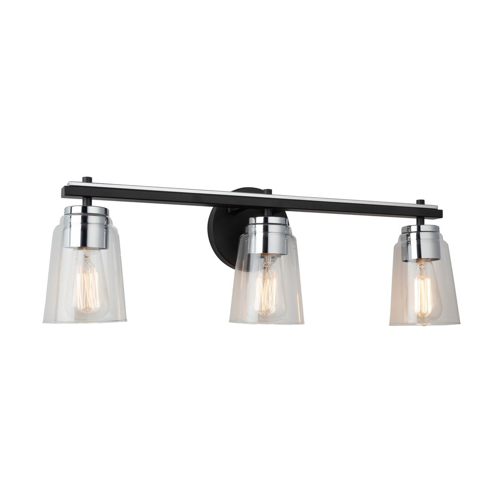 Essex Collection 3-Light Bathroom Vanity Fixture Black and Chrome