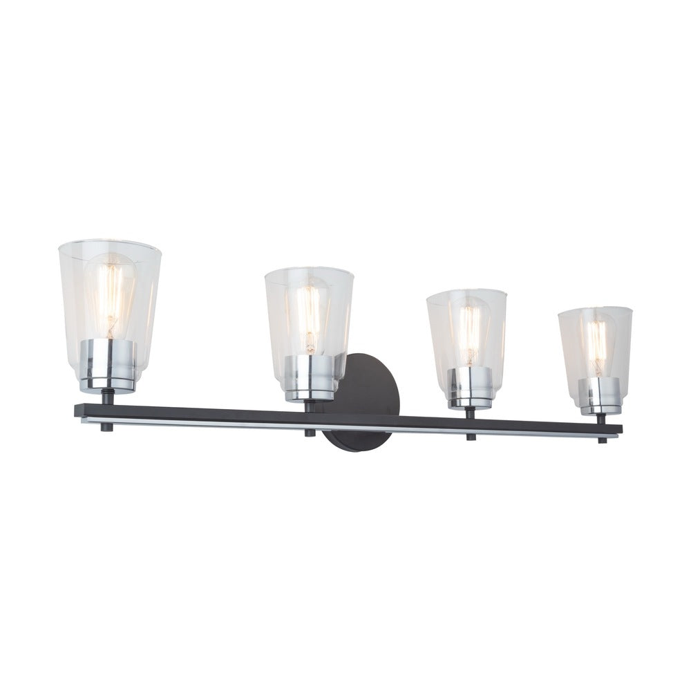 Essex Collection 4-Light Bathroom Vanity Fixture Black and Chrome