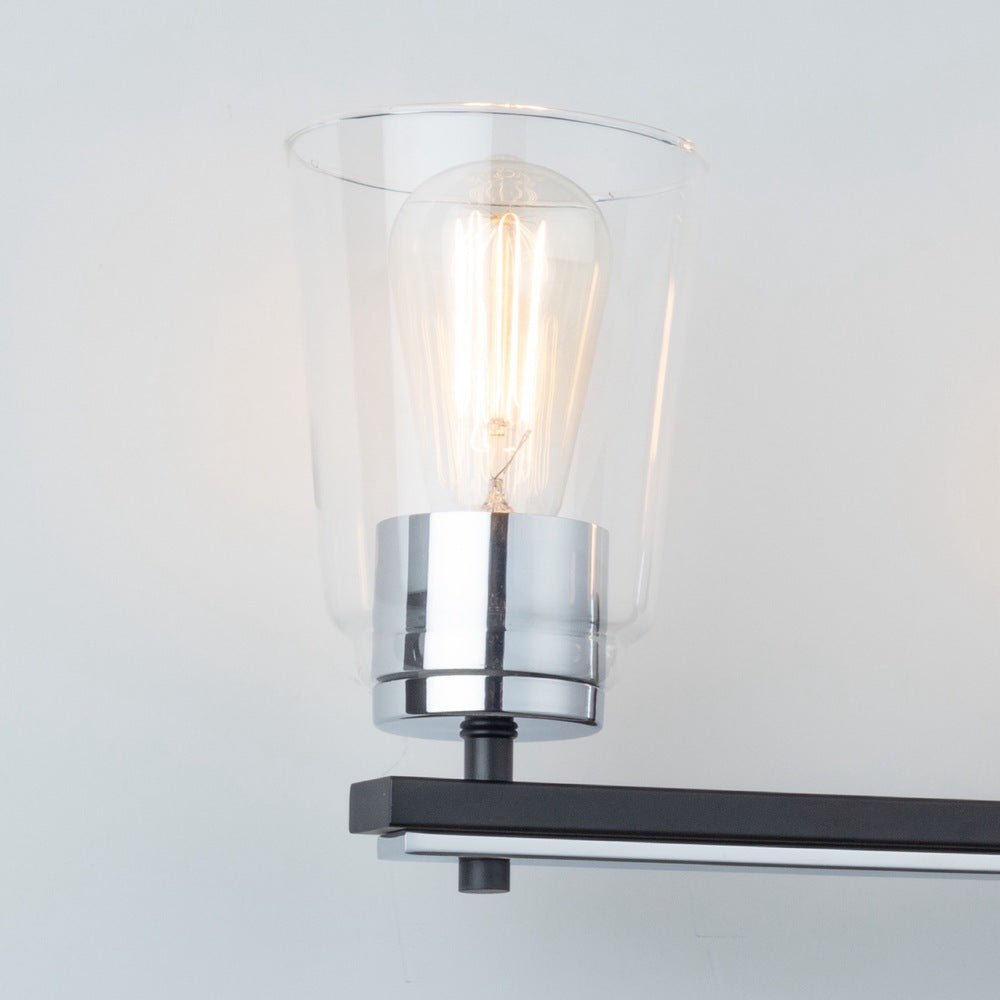 Essex Collection 4-Light Bathroom Vanity Fixture Black and Chrome