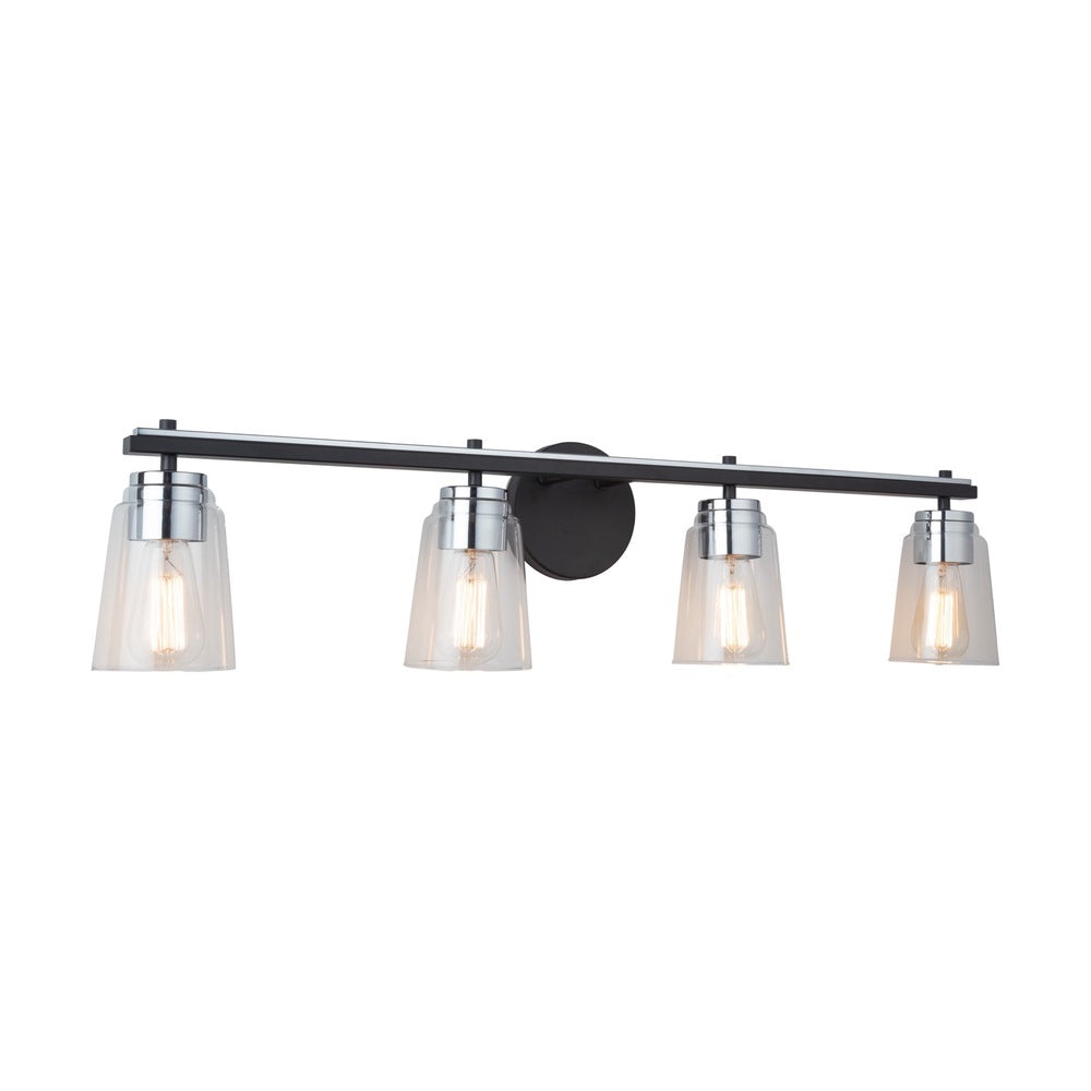 Essex Collection 4-Light Bathroom Vanity Fixture Black and Chrome
