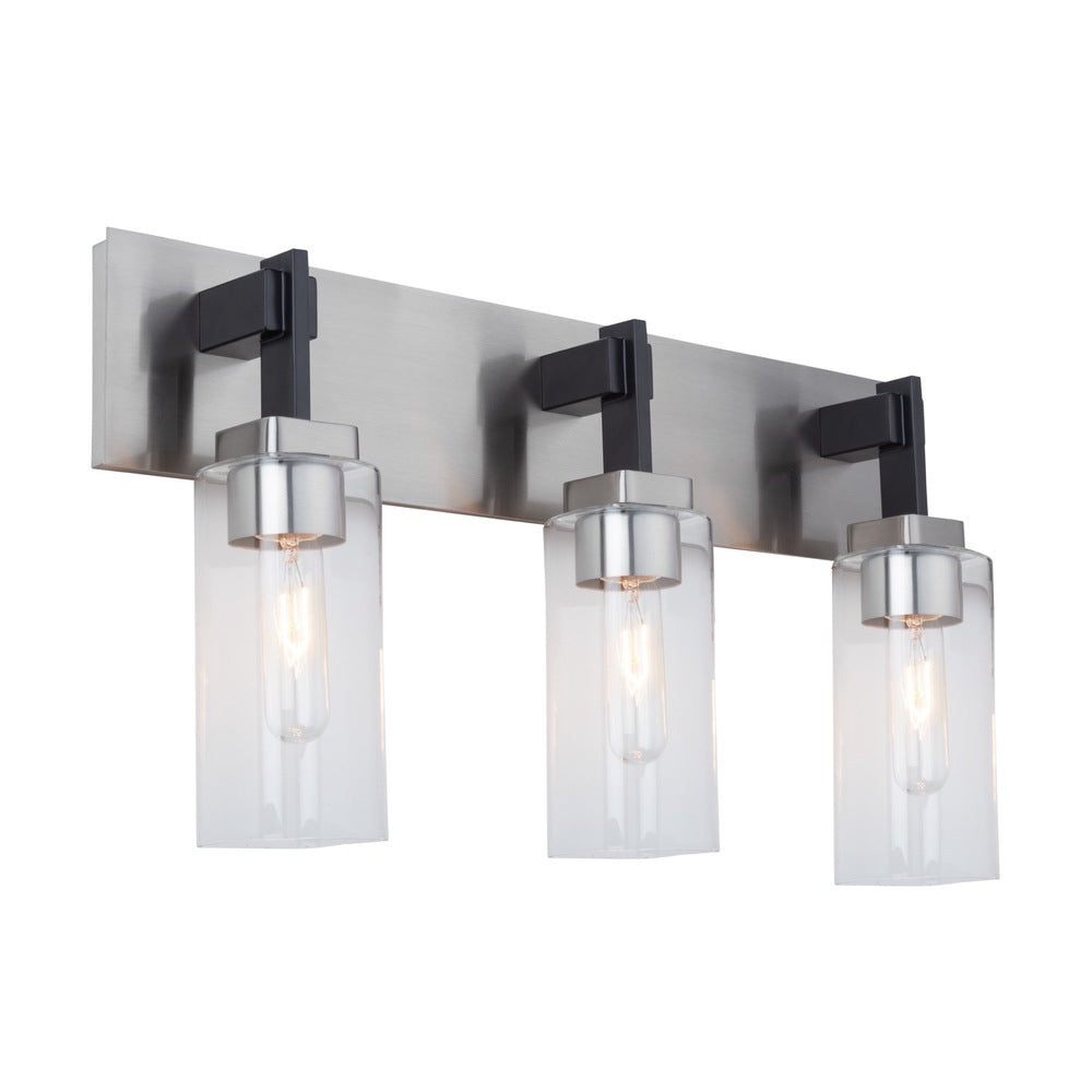 Arlington Collection 3-Light Bathroom Vanity Fixture Satin Nickel