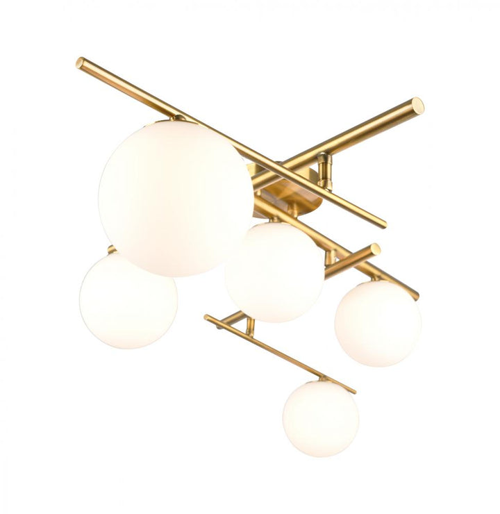 Modena-5-Light Semi-Flush Mount-Plated Brushed Brass