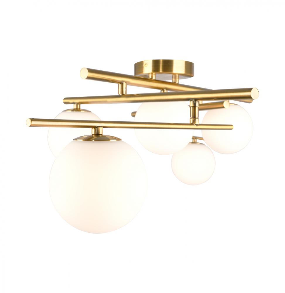 Modena-5-Light Semi-Flush Mount-Plated Brushed Brass