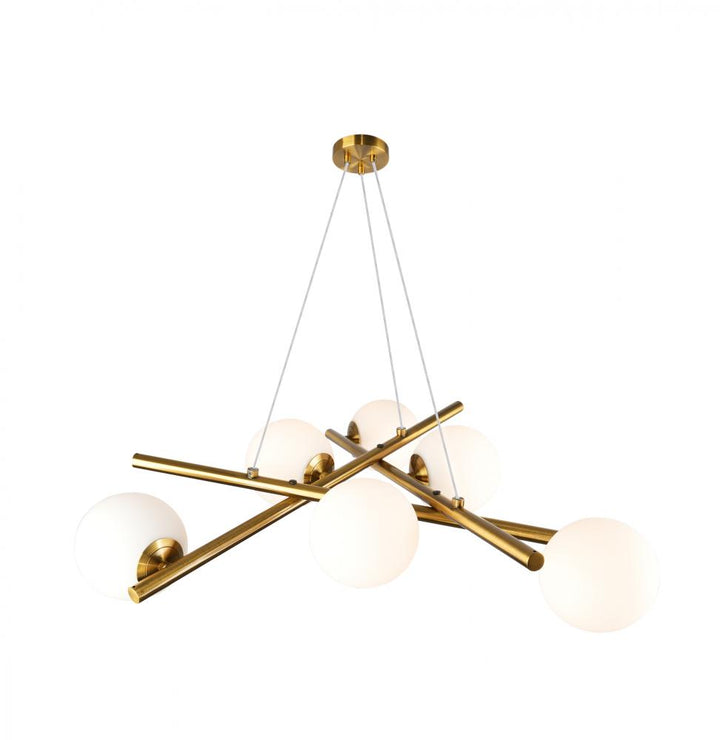 Modena-6-Light Chandelier-Plated Brushed Brass