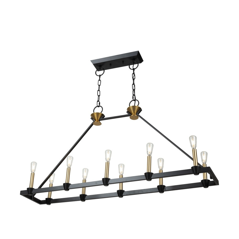 Notting Hill Collection 10-Light Island/Pool Table Black and Brushed Brass