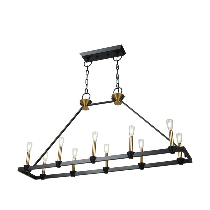 Notting Hill Collection 10-Light Island/Pool Table Black and Brushed Brass