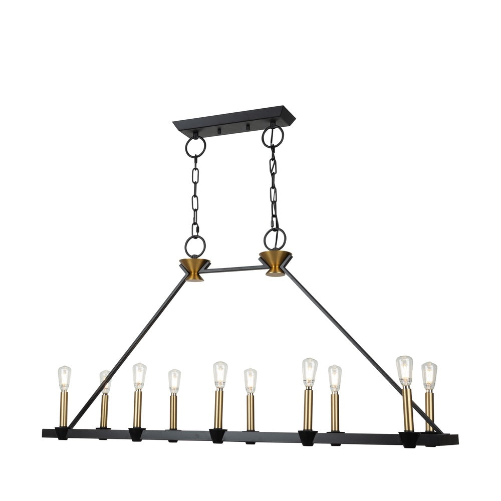 Notting Hill Collection 10-Light Island/Pool Table Black and Brushed Brass