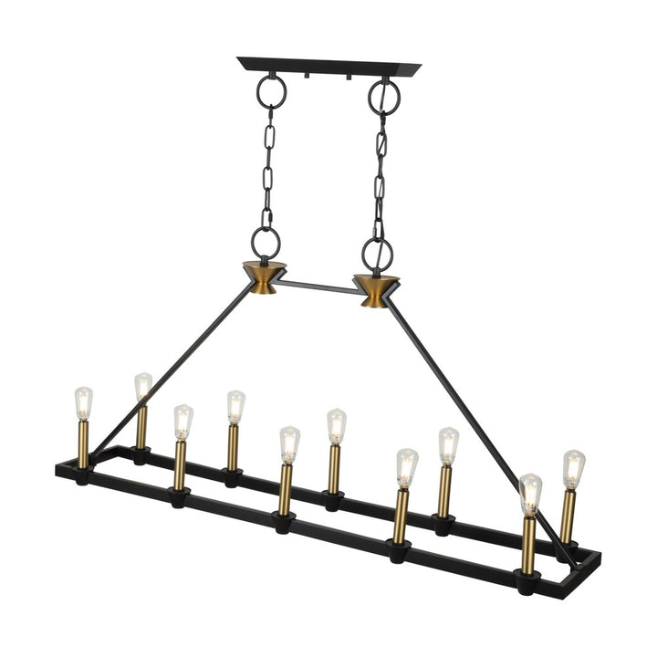 Notting Hill Collection 10-Light Island/Pool Table Black and Brushed Brass