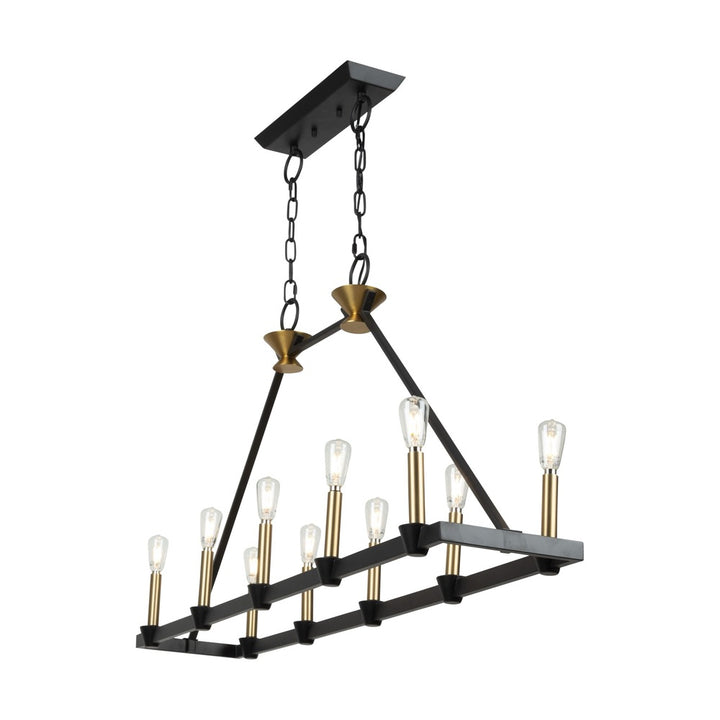 Notting Hill Collection 10-Light Island/Pool Table Black and Brushed Brass