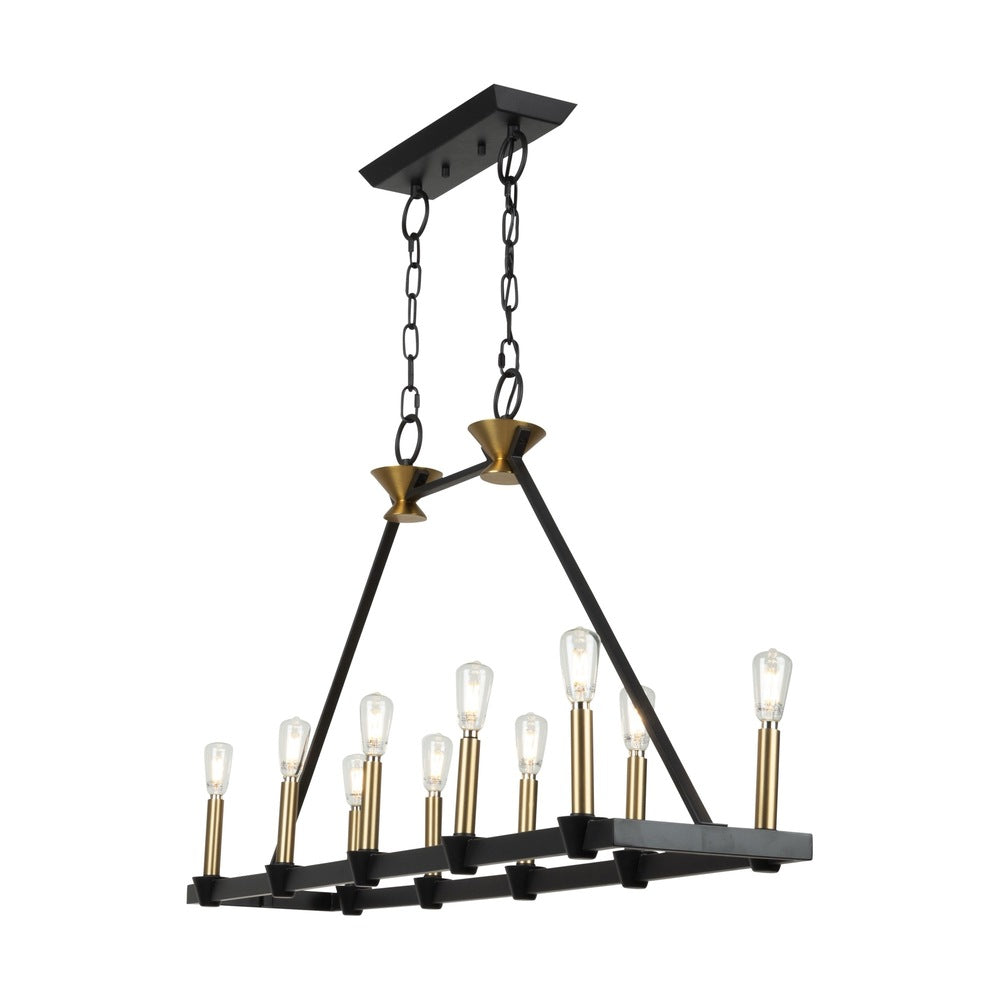 Notting Hill Collection 10-Light Island/Pool Table Black and Brushed Brass