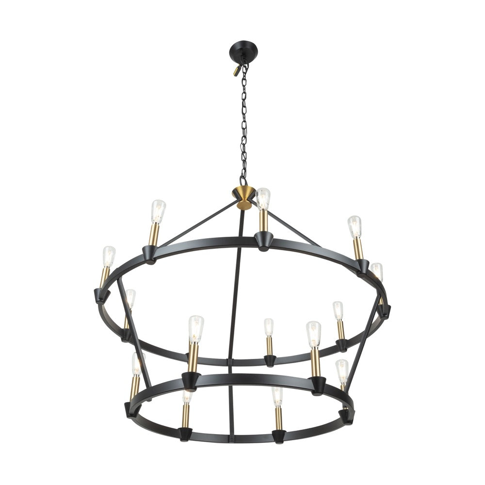 Notting Hill Collection 15-Light Chandelier Black and Brushed Brass