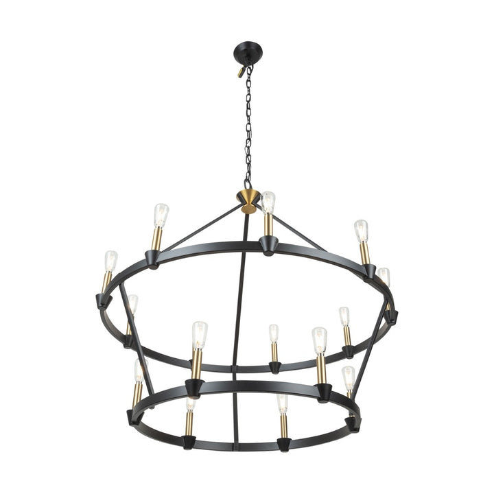 Notting Hill Collection 15-Light Chandelier Black and Brushed Brass