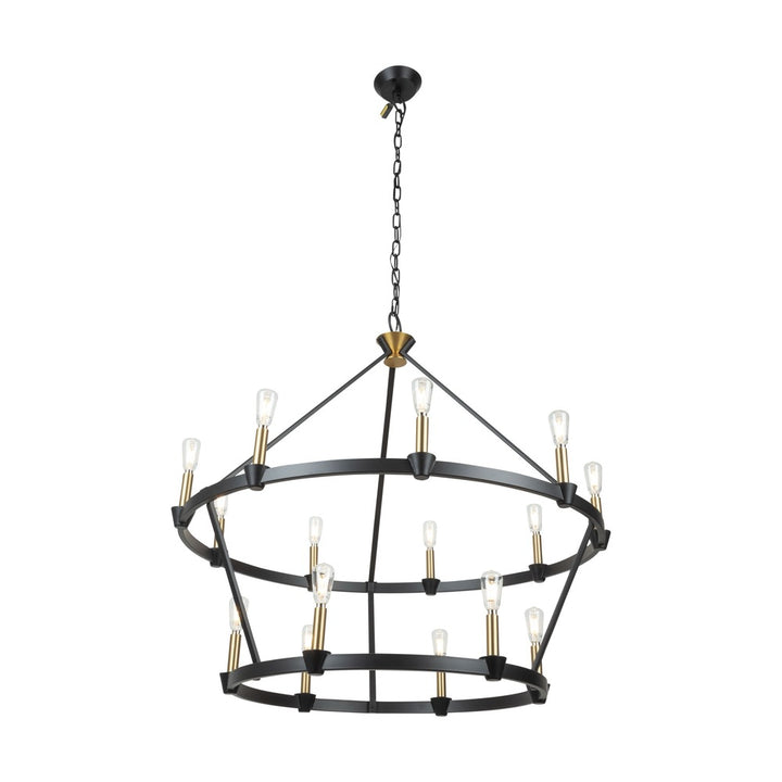 Notting Hill Collection 15-Light Chandelier Black and Brushed Brass