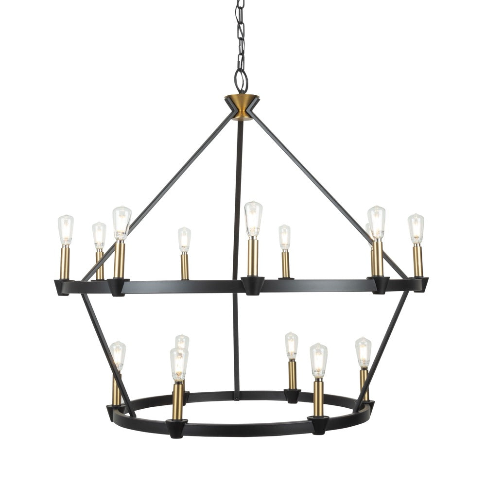 Notting Hill Collection 15-Light Chandelier Black and Brushed Brass