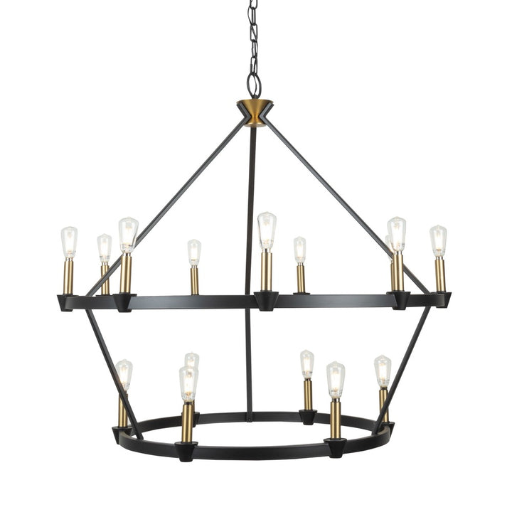 Notting Hill Collection 15-Light Chandelier Black and Brushed Brass