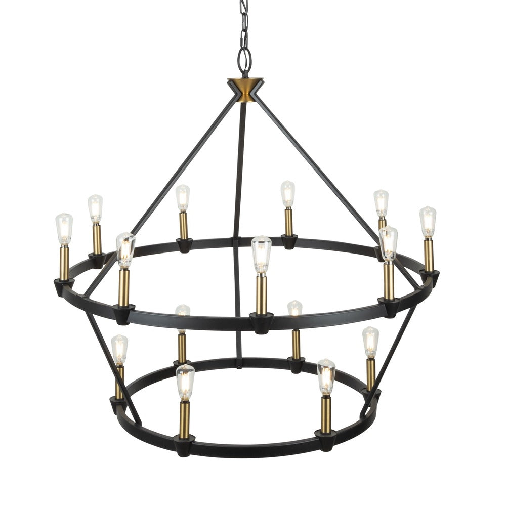 Notting Hill Collection 15-Light Chandelier Black and Brushed Brass
