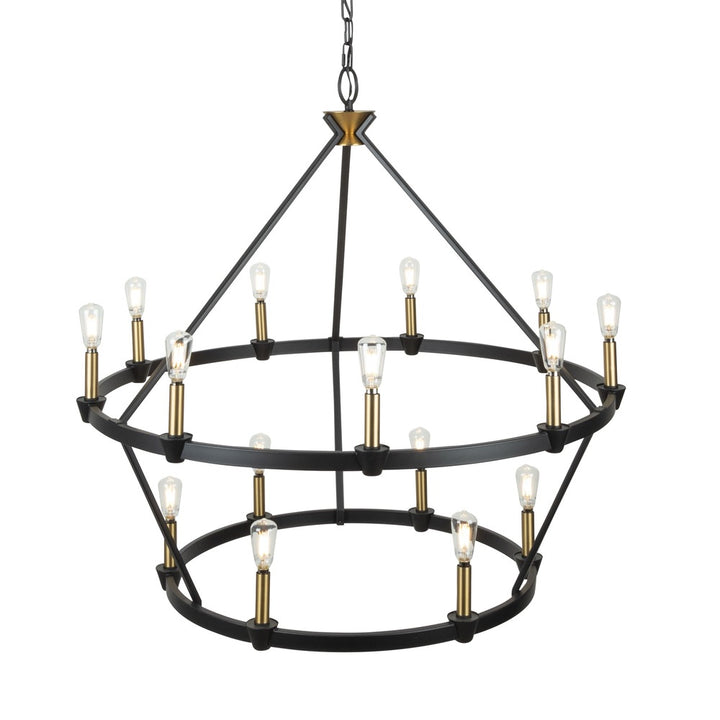 Notting Hill Collection 15-Light Chandelier Black and Brushed Brass