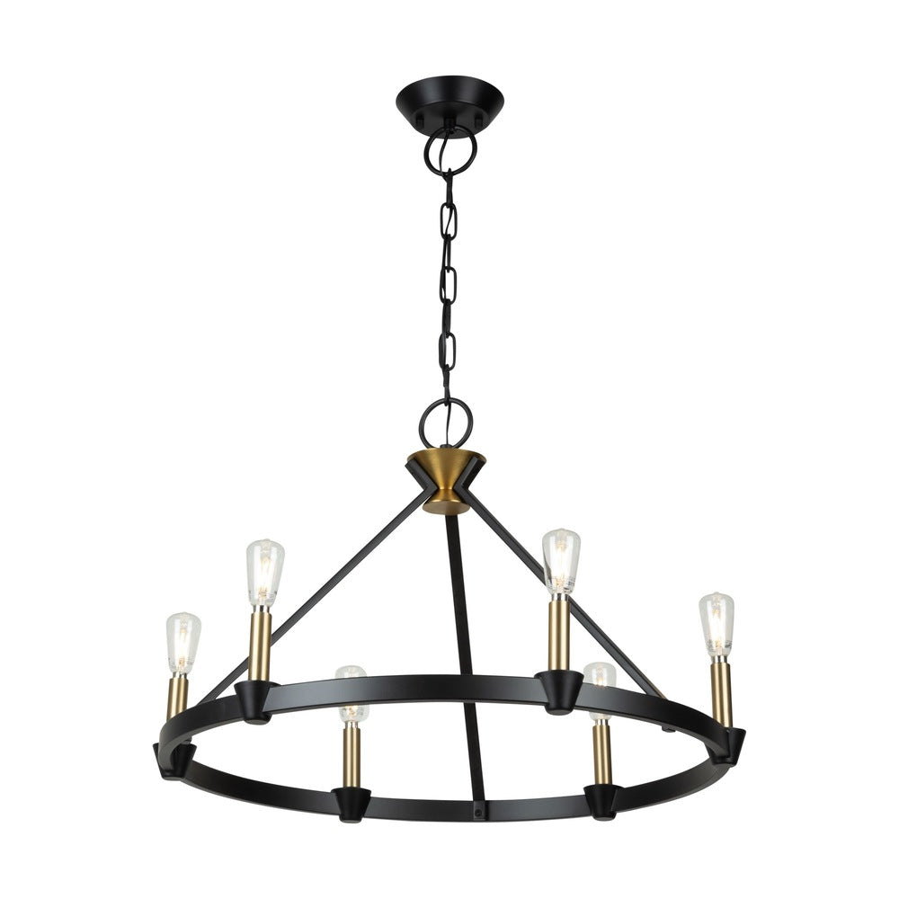 Notting Hill Collection 6-Light Chandelier Black and Brushed Brass