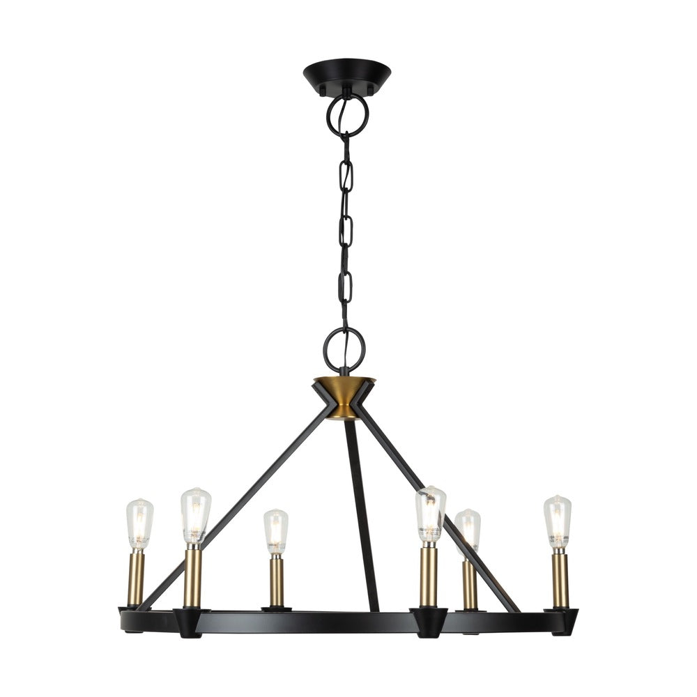 Notting Hill Collection 6-Light Chandelier Black and Brushed Brass