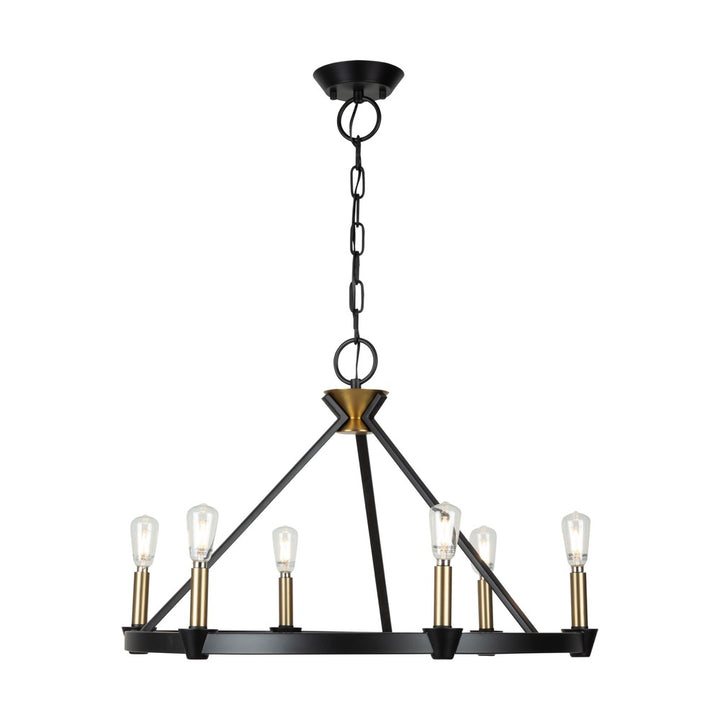 Notting Hill Collection 6-Light Chandelier Black and Brushed Brass