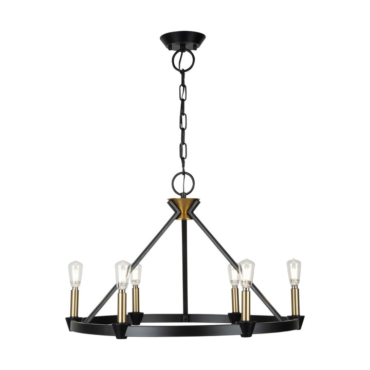 Notting Hill Collection 6-Light Chandelier Black and Brushed Brass