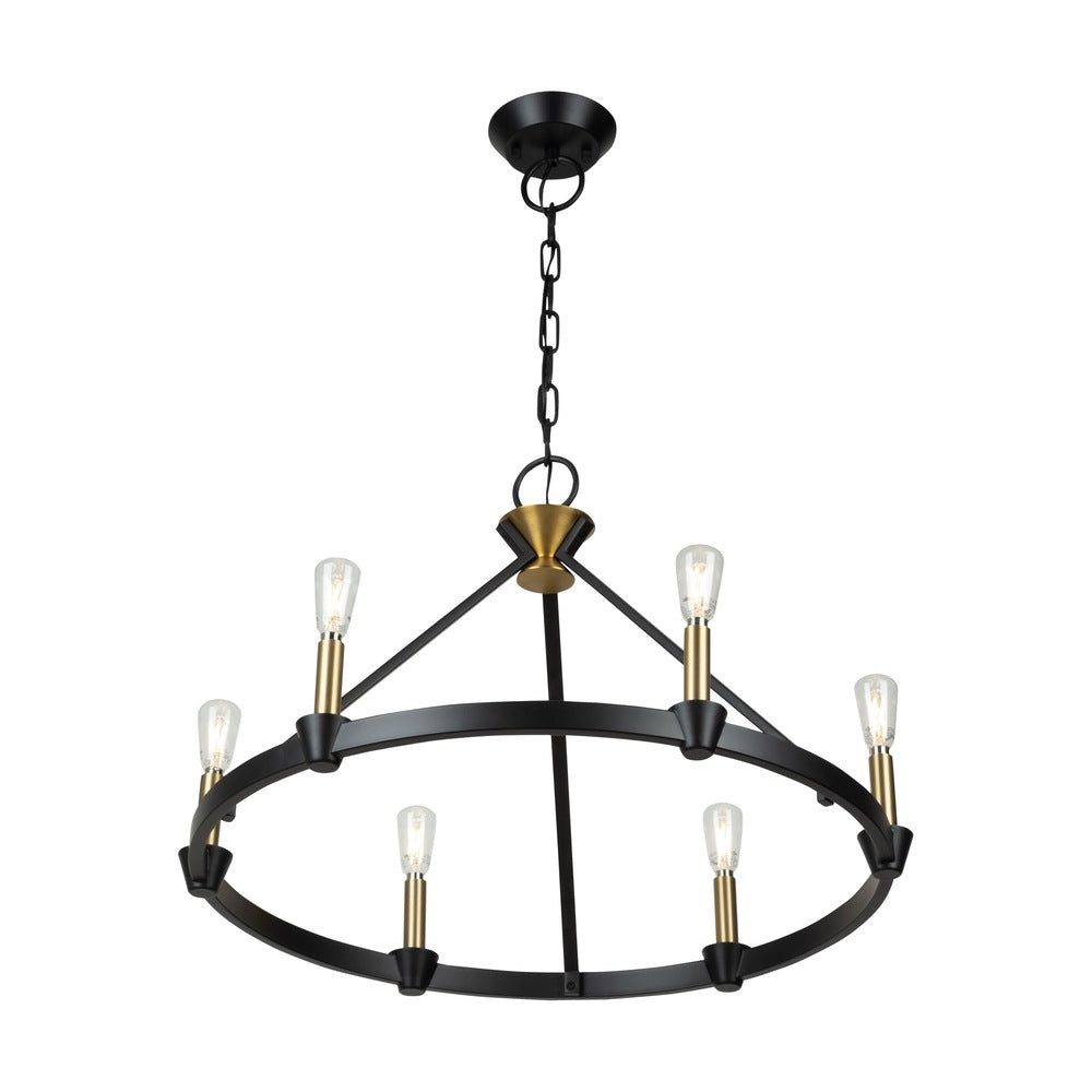 Notting Hill Collection 6-Light Chandelier Black and Brushed Brass