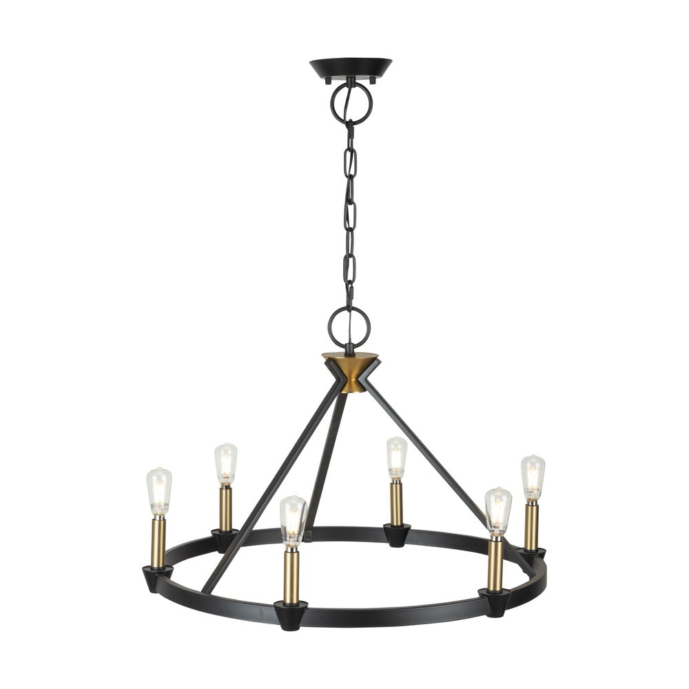 Notting Hill Collection 6-Light Chandelier Black and Brushed Brass