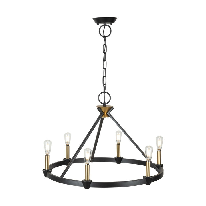 Notting Hill Collection 6-Light Chandelier Black and Brushed Brass