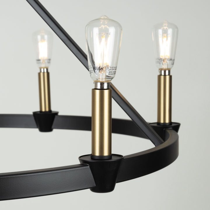 Notting Hill Collection 6-Light Chandelier Black and Brushed Brass
