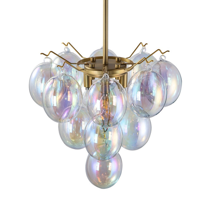 Globo Collection 5-Light Chandelier Iridescent and Brass