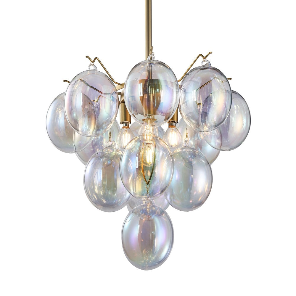 Globo Collection 5-Light Chandelier Iridescent and Brass