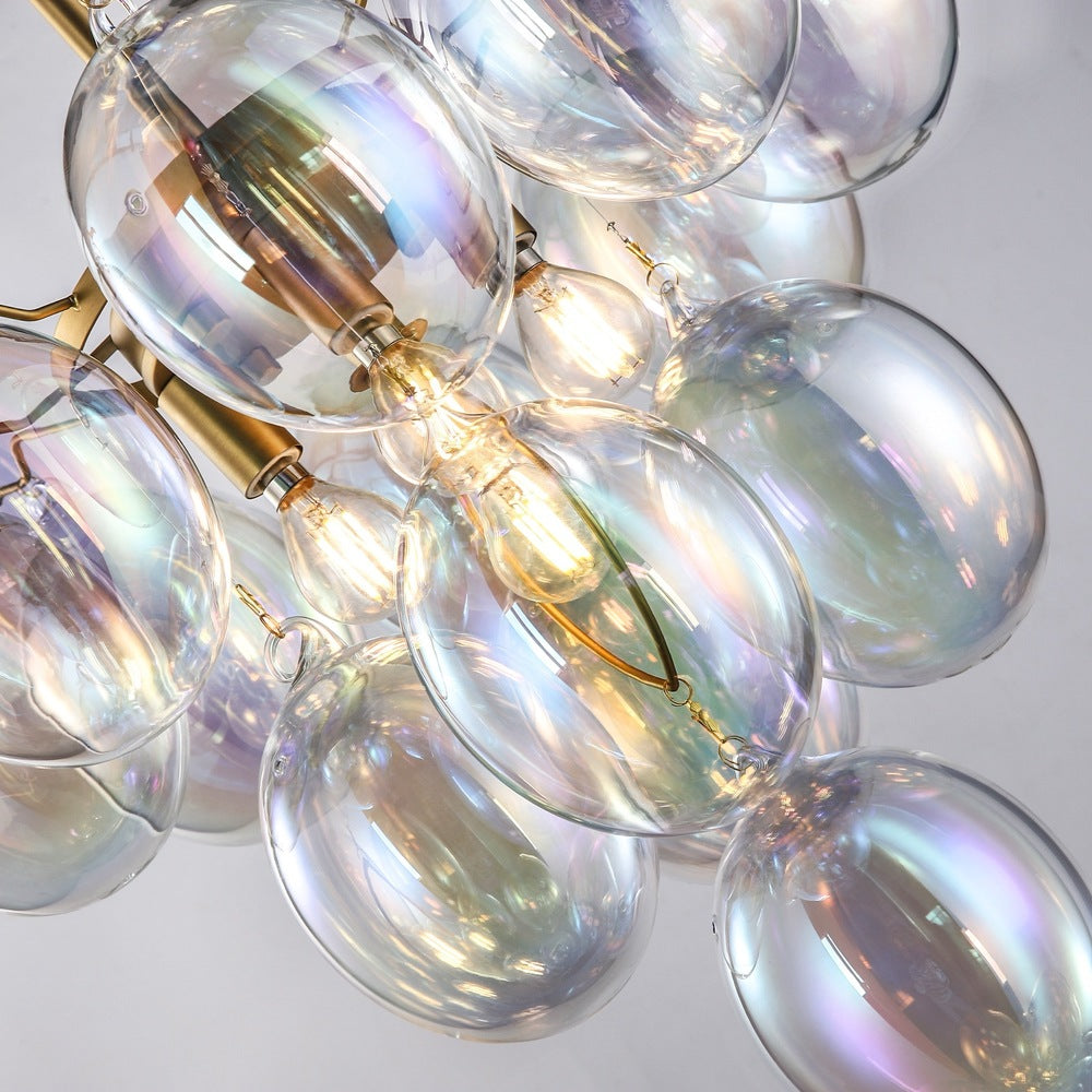 Globo Collection 5-Light Chandelier Iridescent and Brass