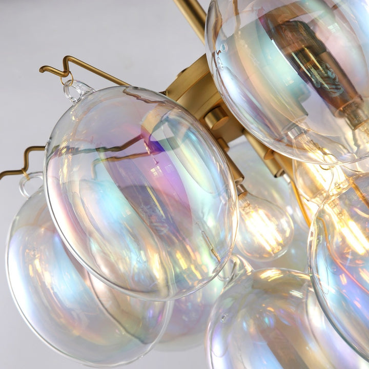 Globo Collection 5-Light Chandelier Iridescent and Brass