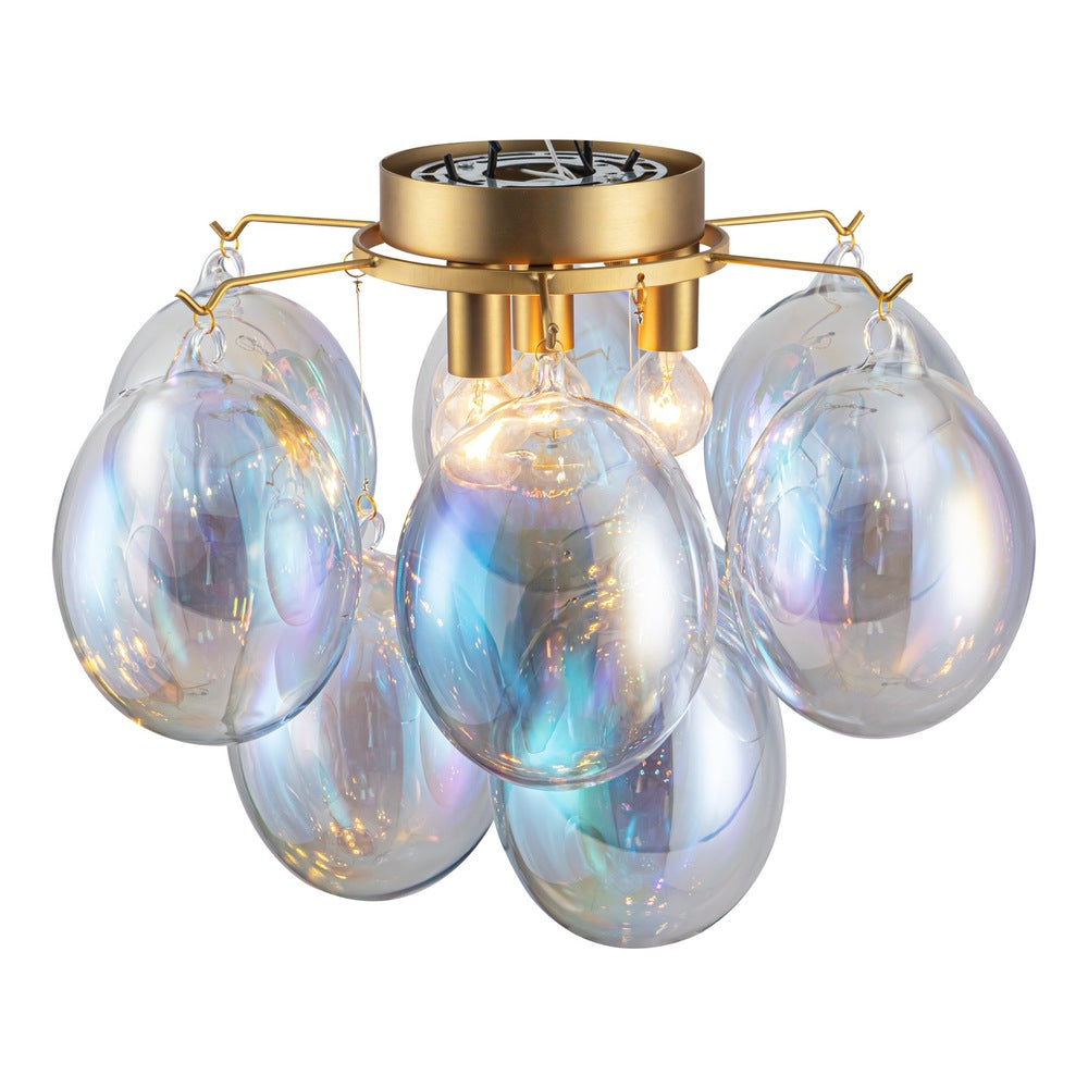 Globo Collection 4-Light Semi-Flush Mount Iridescent and Brass