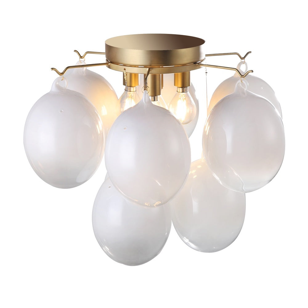 Globo Collection 4-Light Semi-Flush Mount Brass