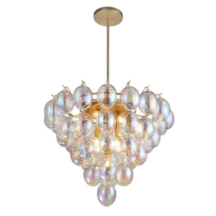 Globo-Chandelier-13-Light-Iridescent Glass Brass