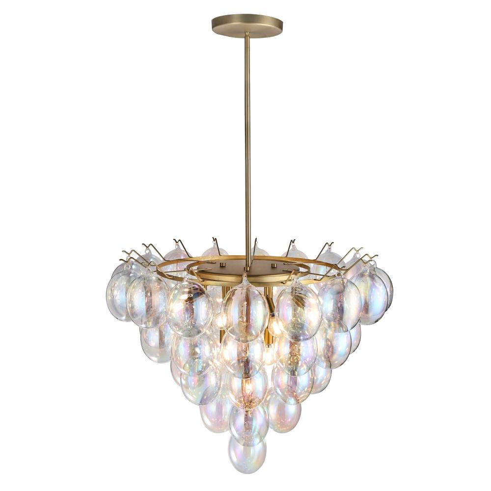 Globo-Chandelier-13-Light-Iridescent Glass Brass