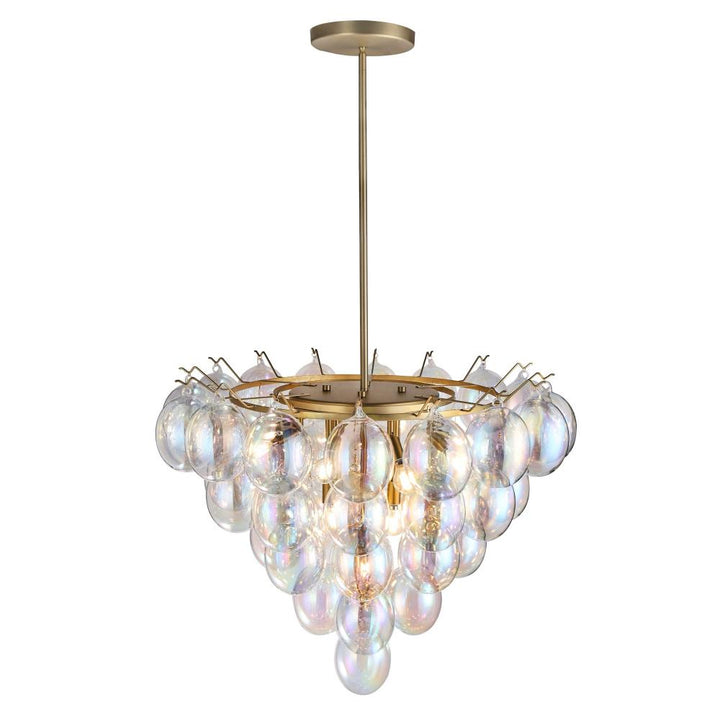 Globo-Chandelier-13-Light-Iridescent Glass Brass
