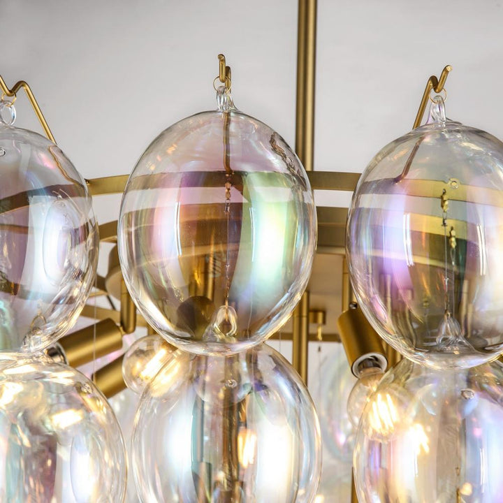 Globo-Chandelier-13-Light-Iridescent Glass Brass