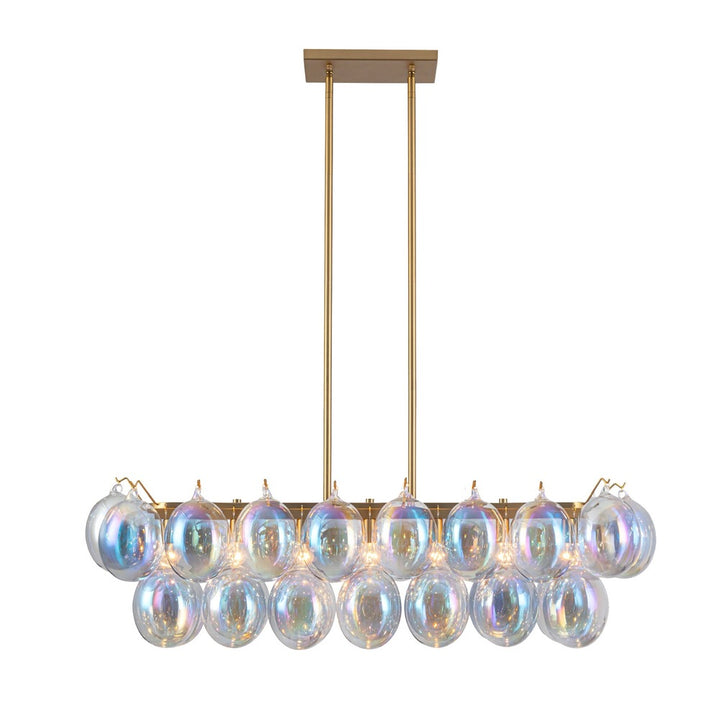 Globo Collection 8-Light Island/Pool Table Iridescent and Brass
