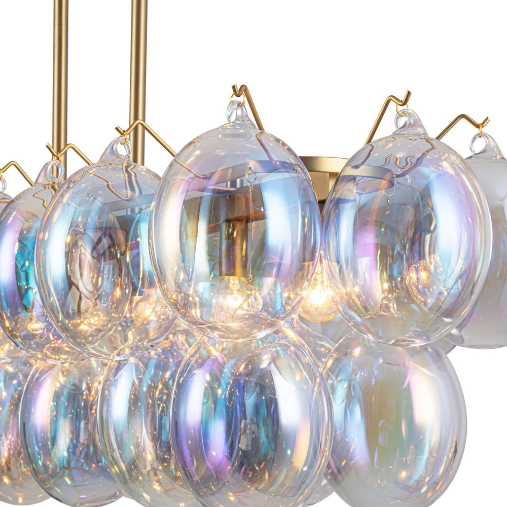 Globo Collection 8-Light Island/Pool Table Iridescent and Brass