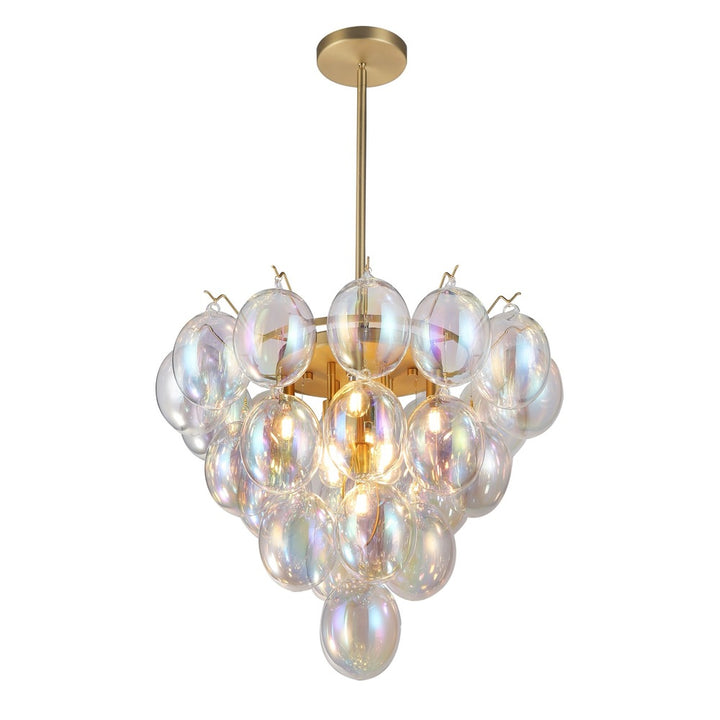 Globo Collection 9-Light Chandelier Iridescent and Brass
