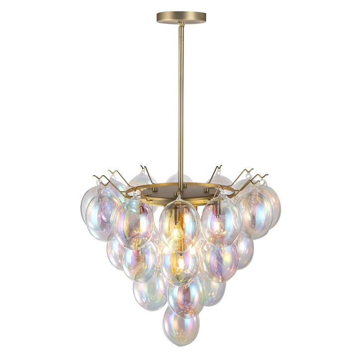 Globo Collection 9-Light Chandelier Iridescent and Brass