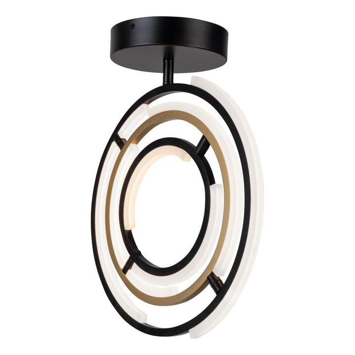 Trilogy Collection Integrated LED Semi-Flush Mount, Black & Brass