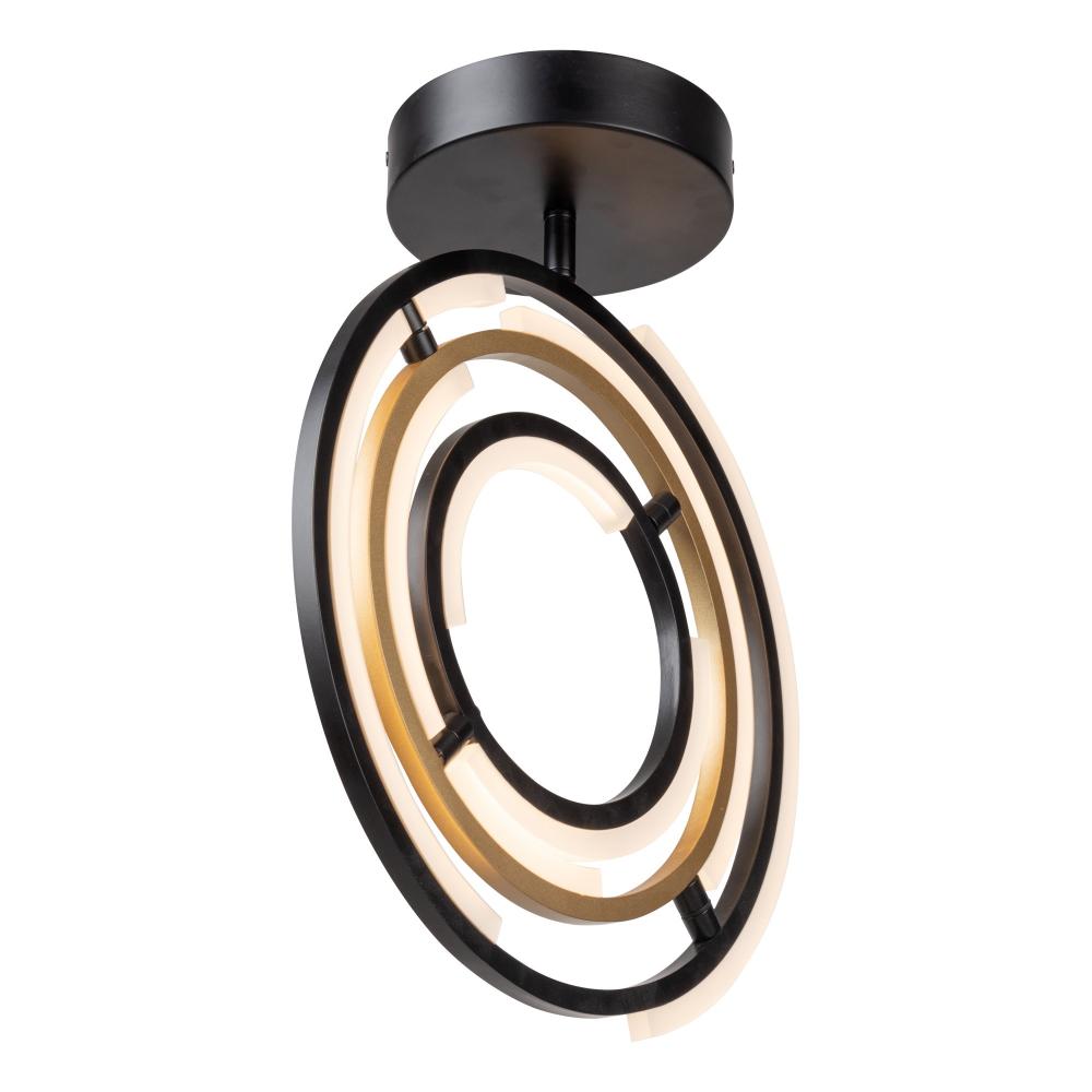 Trilogy Collection Integrated LED Semi-Flush Mount, Black & Brass