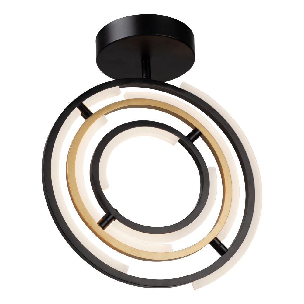 Trilogy Collection Integrated LED Semi-Flush Mount, Black & Brass